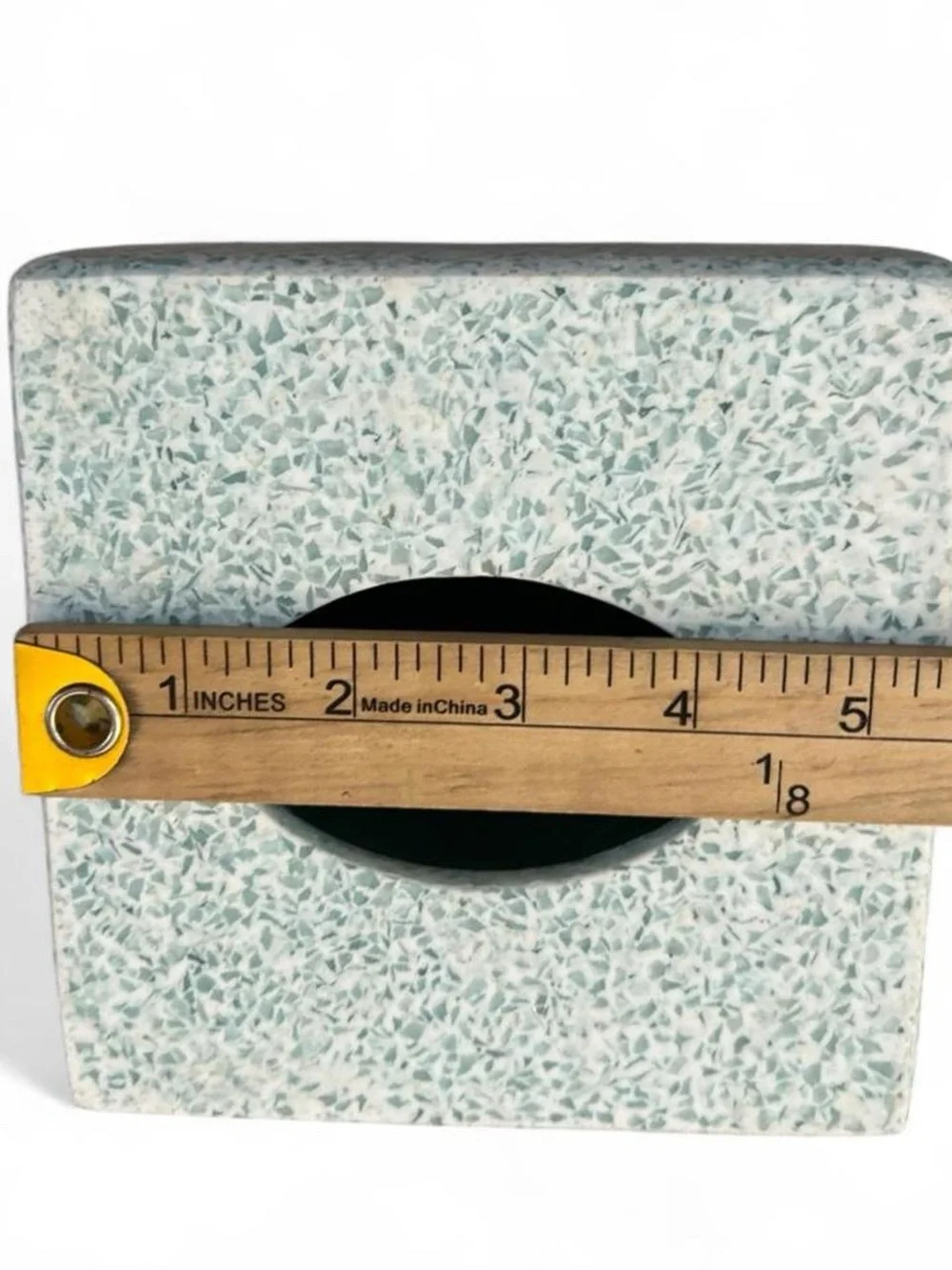 Faux Terrazzo Speckled Tissue Box Cover Blue Green Stone Postmodern MCM